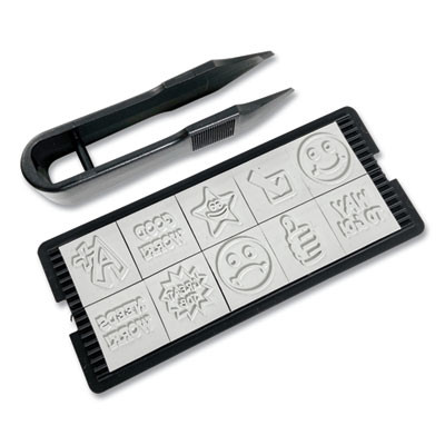 Printy 10-In-1 Self-Inking Teacher Stamp, Incudes 10 Dies, 0.63" Diameter, Blue/Red