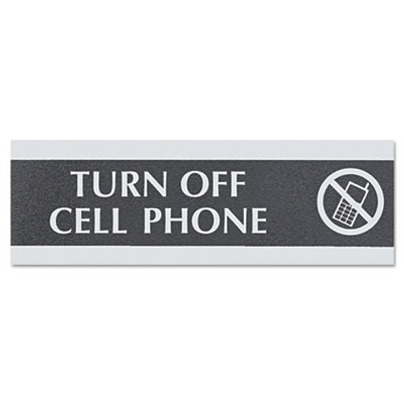 Century Series Office Sign,Turn Off Cell Phone, 9 X 3