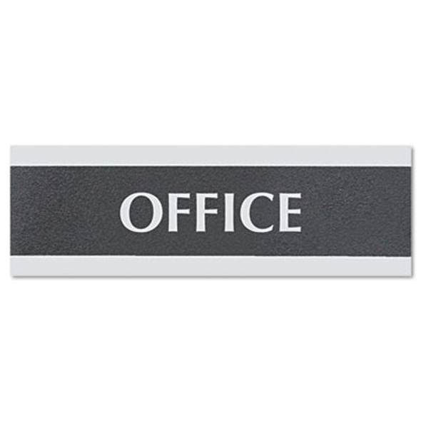 Century Series Office Sign, Office, 9 X 3, Black/Silver