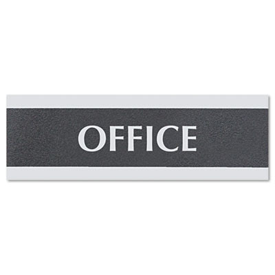Century Series Office Sign, Office, 9 X 3, Black/Silver