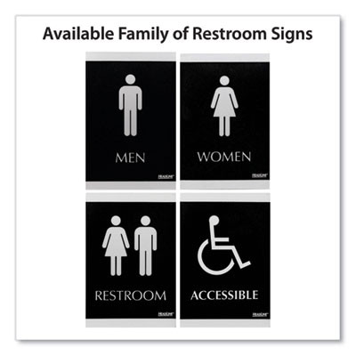 Century Series Office Sign, Accessible, 6 x 9, Black/Silver