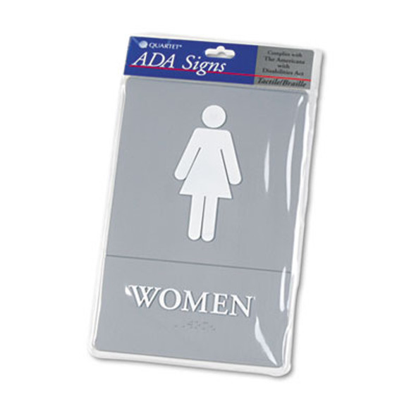 Ada Sign, Women Restroom Symbol W/Tactile Graphic, Molded Plastic, 6 X 9, Gray