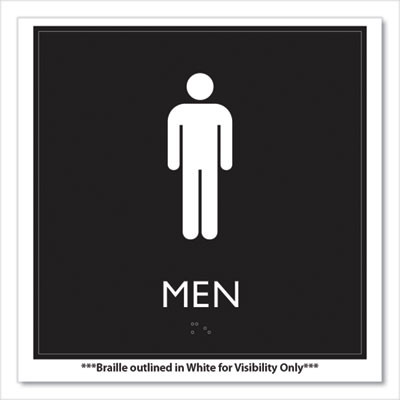 Ada Sign, Men, Plastic, 8 x 8, Clear/White