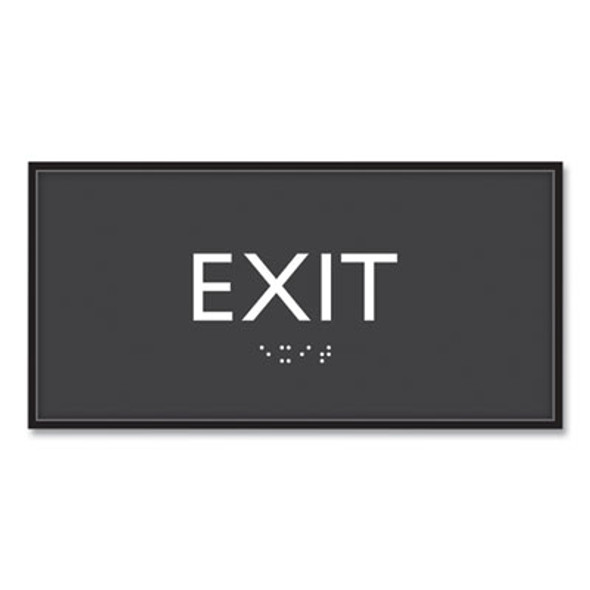 Ada Sign, Exit, Plastic, 4 x 4, Clear/White