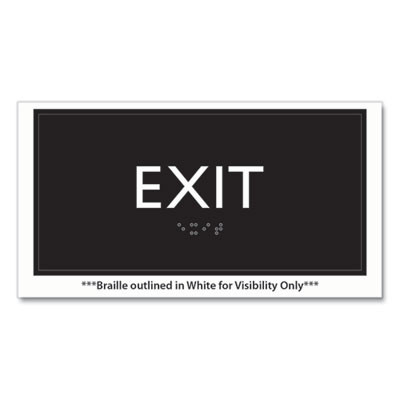 Ada Sign, Exit, Plastic, 4 x 4, Clear/White