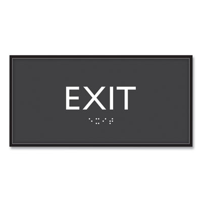 Ada Sign, Exit, Plastic, 4 x 4, Clear/White