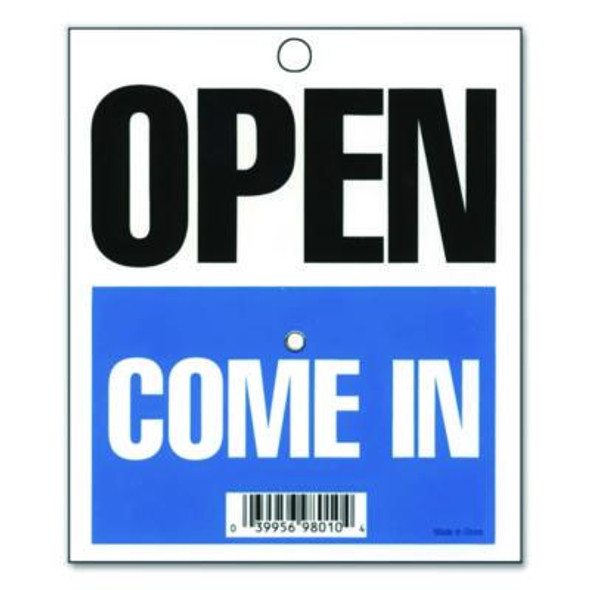 Double-Sided Open/Will Return Sign With Clock Hands, Plastic, 7.5 x 9