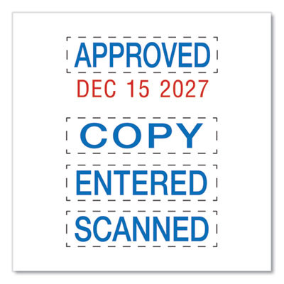 Printy Economy Micro 5-In-1 Date Stamp, Self-Inking, 1" x 0.75", Blue/Red