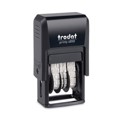 Printy Economy Micro 5-In-1 Date Stamp, Self-Inking, 1" x 0.75", Blue/Red