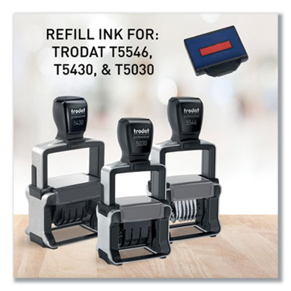 T5430 Professional Replacement Ink Pad For Trodat Custom Self-Inking Stamps, 1" x 1.63", Blue/Red