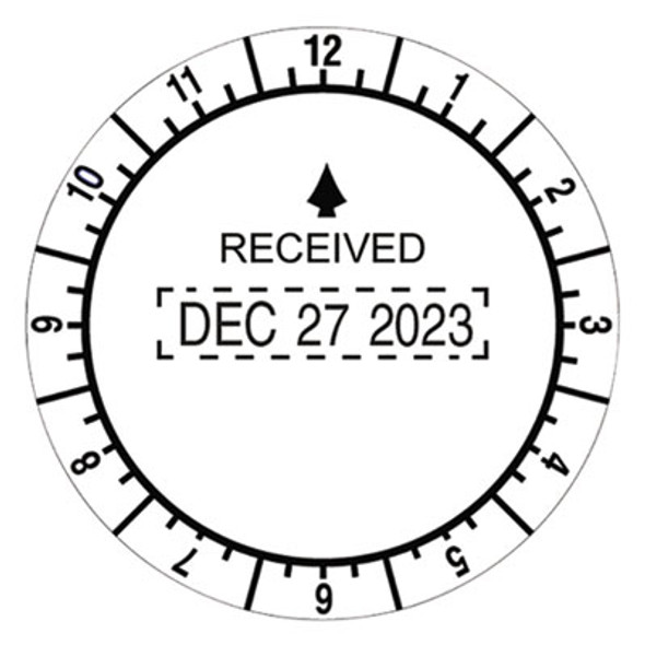 Time And Date Received Round Stamp, Conventional, 2" Diameter