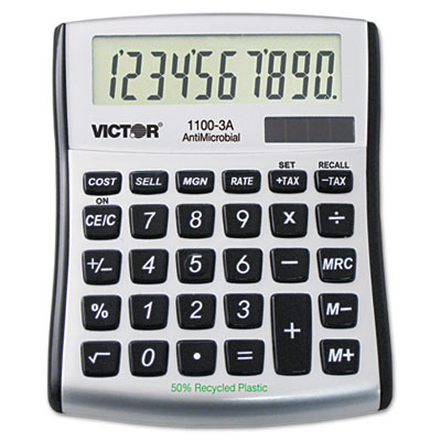 1100-3a Antimicrobial Compact Desktop Calculator, 10-Digit Lcd