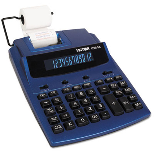 1225-3a Antimicrobial Two-Color Printing Calculator, Blue/Red Print, 3 Lines/Sec