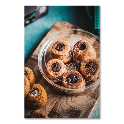 Round Deli Pots, Compostable, 8 Oz, 4.6" Diameter x 1.5" h, Clear, Plastic, 500/Carton