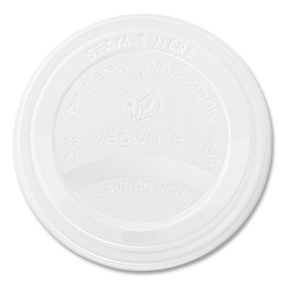 89 Series Hot Cup Lids, Fits Vegware 89-Series Hot Cups, Plastic, White, 1,000/Carton