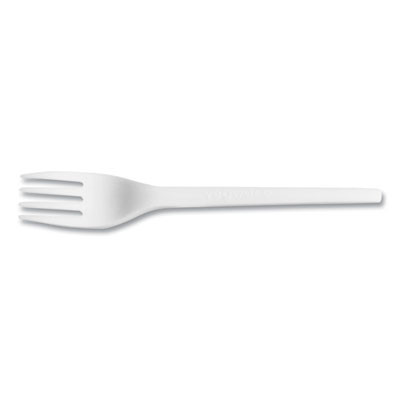 White Cpla Cutlery, General Purpose Fork, Plastic, White, 1,000/Carton