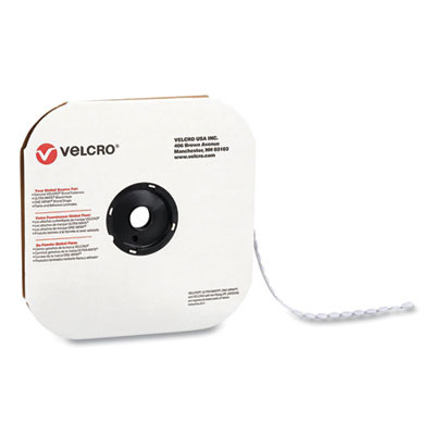 Sticky-Back Fasteners, Loop Side, 0.5" Dia, White, 1,440/Carton