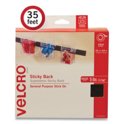 Sticky-Back Fasteners, Removable Adhesive, 0.75" X 35 Ft, Black