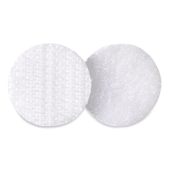 Sticky-Back Fasteners, Removable Adhesive, 0.63" Dia, White, 15/Pack