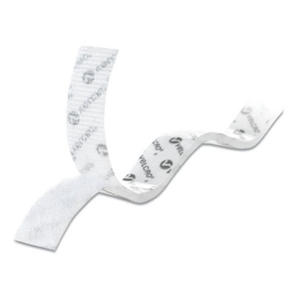 Sticky-Back Fasteners With Dispenser, Removable Adhesive, 0.75" X 15 Ft, White