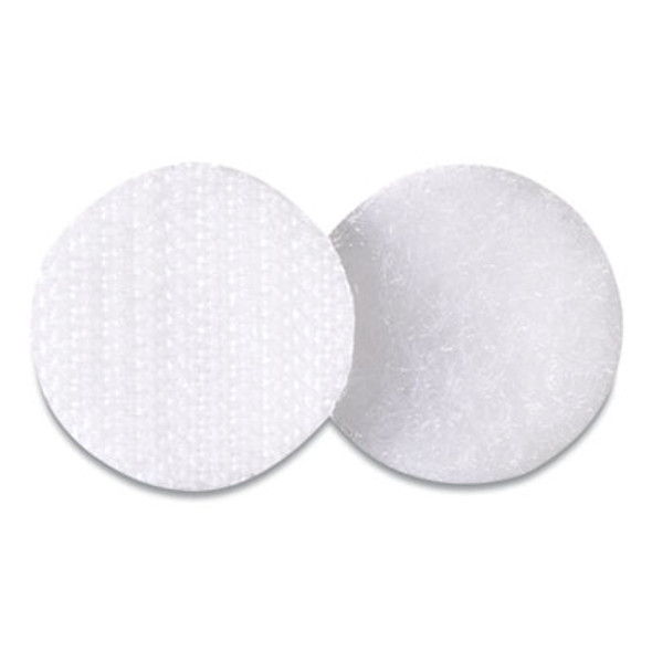 Sticky-Back Fasteners, Removable Adhesive, 0.75" Dia, White, 200/Box