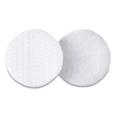 Sticky-Back Fasteners, Removable Adhesive, 0.75" Dia, White, 200/Box