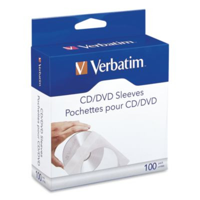 Cd/Dvd Sleeves, 1 Disc Capacity, Clear/White, 100/Box