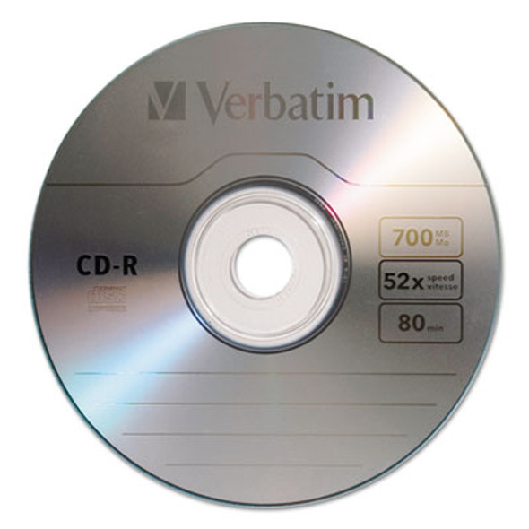 Cd-R Recordable Disc, 700 Mb/80 Min, 52x, Spindle, Silver, 100/Pack