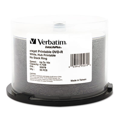 Dvd-R Datalife Plus Printable Recordable Disc, 4.7 Gb,16x, Spindle, White, 50/Pack