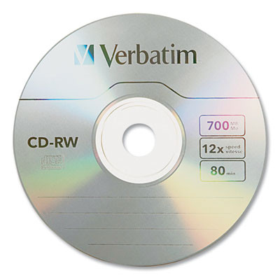 Cd-Rw Rewritable Disc, 700 Mb/80 Min, 12x, Spindle, Silver, 25/Pack