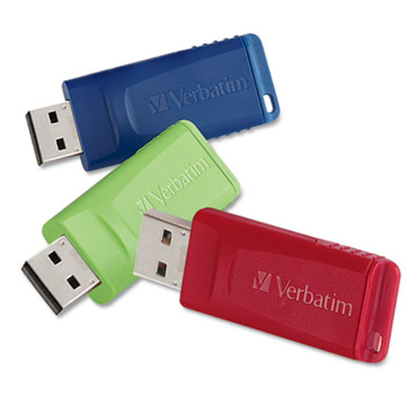 Store 'n' Go Usb Flash Drive, 8 Gb, Assorted Colors, 3/Pack