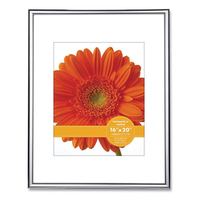 Metallic Poster Frame With Mat, 11 X 14 Insert, Silver/Black