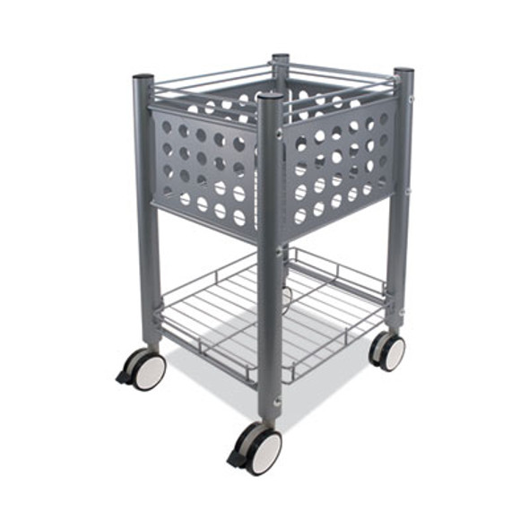 Sidekick File Cart, Metal, 1 Shelf, 1 Bin, 13.75" x 15.5" x 26.25", Matte Gray