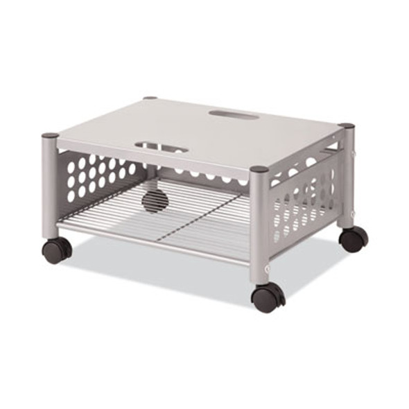 Underdesk Machine Stand, Metal, 2 Shelves, 90 Lb Capacity, 21.5" x 17.88" x 11.5", Matte Gray