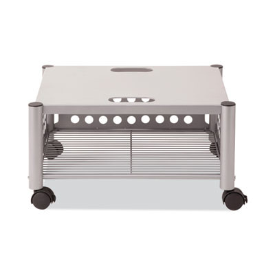Underdesk Machine Stand, Metal, 2 Shelves, 90 Lb Capacity, 21.5" x 17.88" x 11.5", Matte Gray