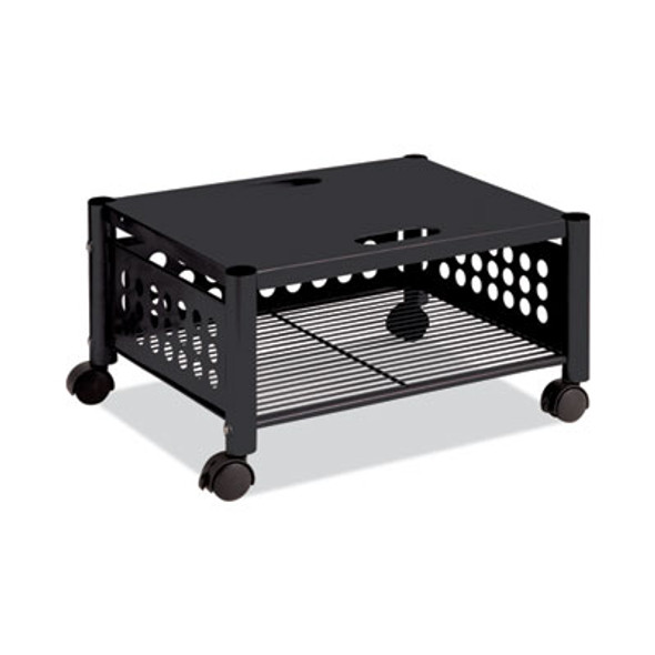 Underdesk Machine Stand, Metal, 2 Shelves, 90 Lb Capacity, 21.5" x 17.88" x 11.5", Black