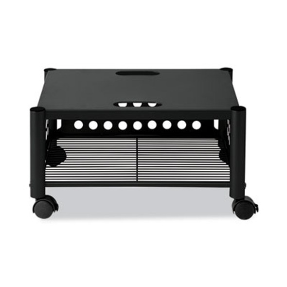 Underdesk Machine Stand, Metal, 2 Shelves, 90 Lb Capacity, 21.5" x 17.88" x 11.5", Black