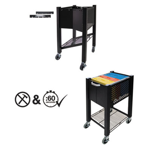 Instacart Sidekick Deskside File Cart, Metal, 1 Shelf, 1 Bin, 14.25" x 16.25" x 27.75", Black