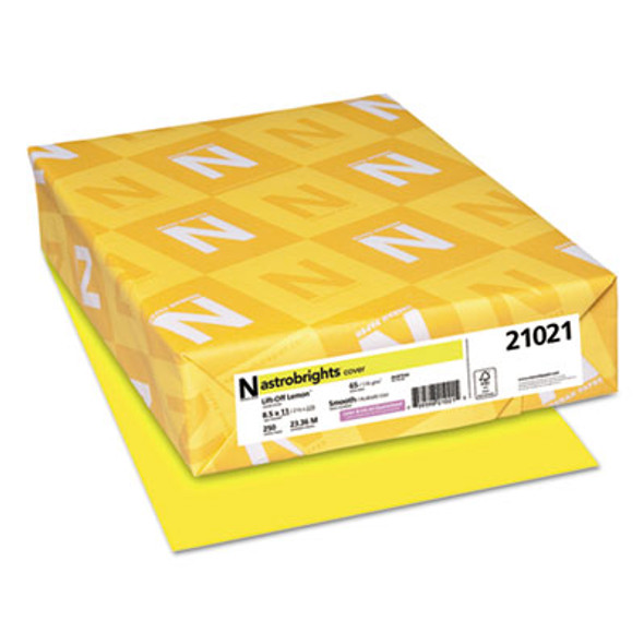 Color Cardstock, 65 Lb Cover Weight, 8.5 x 11, Lift-Off Lemon, 250/Pack