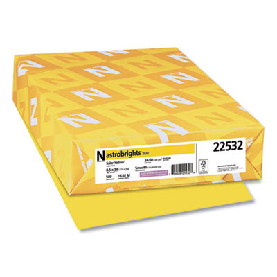 Color Paper, 24 Lb Bond Weight, 8.5 x 14, Solar Yellow, 500/Ream