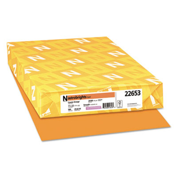 Color Paper, 24 Lb Bond Weight, 11 x 17, Cosmic Orange, 500/Ream