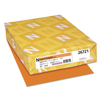 Exact Brights Paper, 20 Lb Bond Weight, 8.5 x 11, Bright Orange, 500/Ream