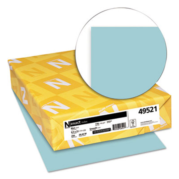 Exact Index Card Stock, 110 Lb Index Weight, 8.5 x 11, Blue, 250/Pack