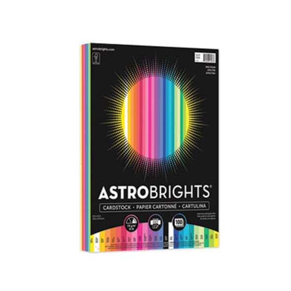Color Cardstock, 65 Lb Cover Weight, 8.5 x 11, Assorted Colors, 100/Pack