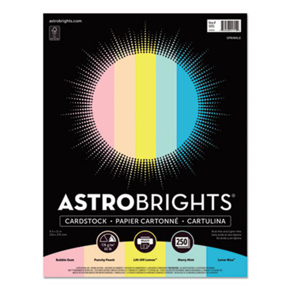 Color Cardstock, 65 Lb Cover Weight, 8.5 x 11, Assorted Colors, 250/Pack