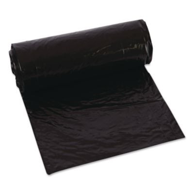 Linear Low-Density Can Liners, 60 Gal, 0.9 Mil, 38 x 58, Black, 10 Bags/Roll, 10 Rolls/Carton