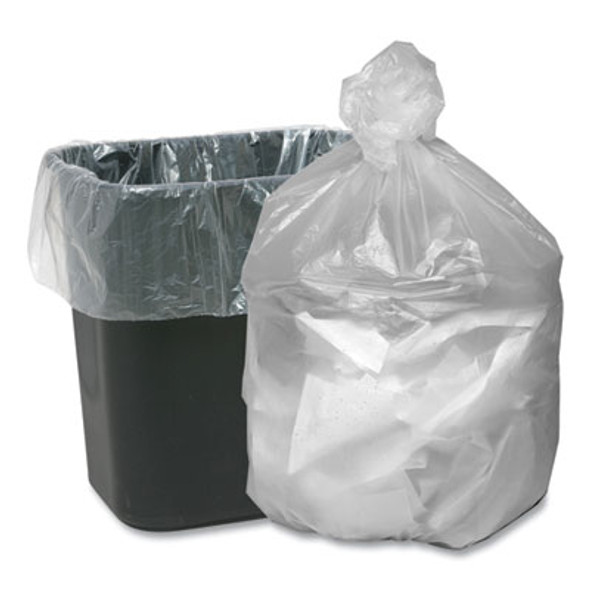Can Liners, 10 Gal, 7.87 Mic, 24" x 24", Natural, 25 Bags/Roll, 20 Rolls/Carton