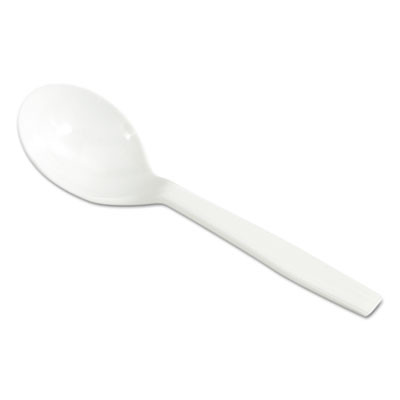 Laguna Mediumweight Plastic Utensils, Soup Spoon, White, 1,000/Carton