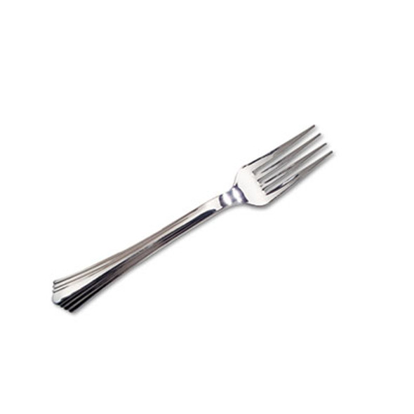 Reflections Heavyweight Plastic Utensils, Fork, Silver, 80/Box