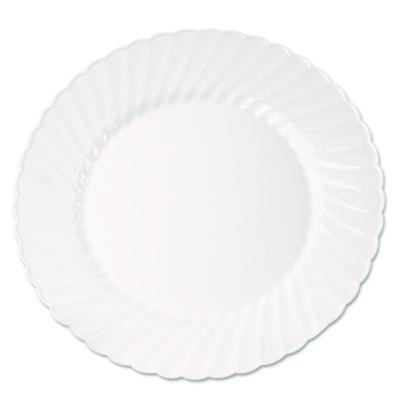 Classicware Plastic Plates, 9" Dia, White, 10/Pack, 18 Packs/Carton